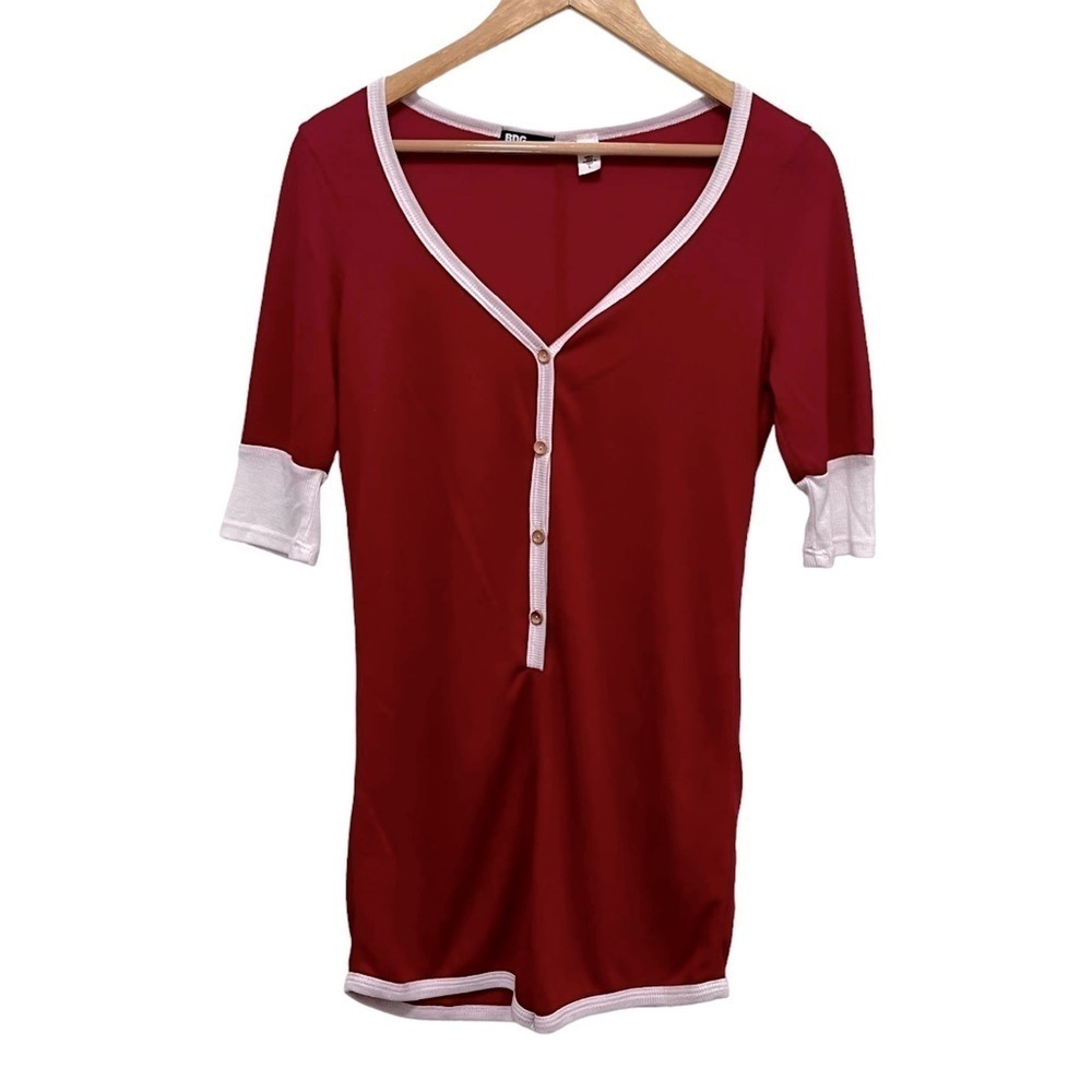 BDG Thermal Waffle Knit Red Lounge Romper Size Large
